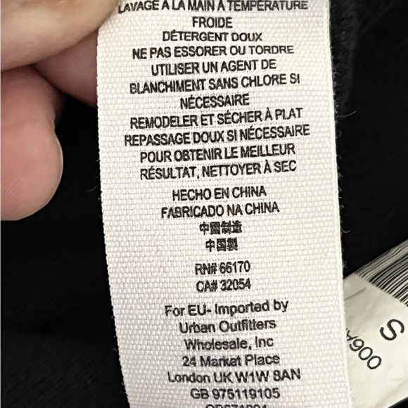 Free People Black Midi V Neck Front Slit LS Dress 44” Bust Goth Grunge Witchy - Picture 9 of 10